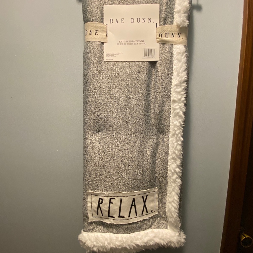 Rae Dunn Relax Knit Sherpa Throw Blanket